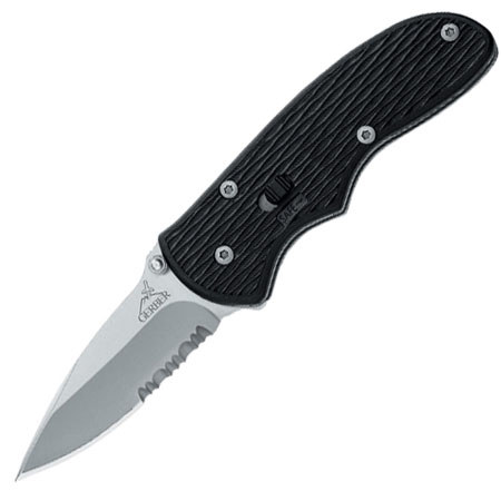Gerber Mini Fast Draw Serrated Edge Satin Finish Drop Point Folding Knife