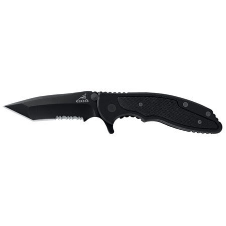 Gerber Torch I Tanto Style Serrated Edge Black Finish Folding Knife, G10