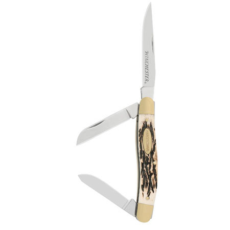 Winchester 3 Blade Stockman Foldind Knife with Plain Edge Satin Finish Blade