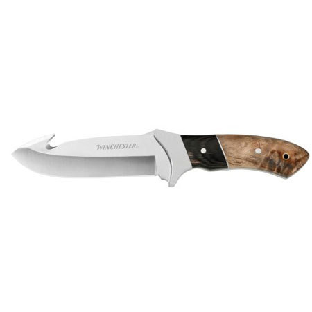Winchester Burl Wood Gut Hook Knife, Large Fixed Blade
