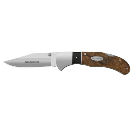 Winchester Sheath Folder Knife with Plain Edge Satin Finish Blade
