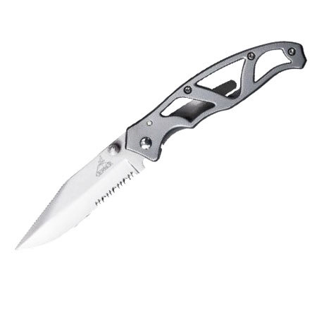 Gerber Paraframe I Stainless Folding Knife, 3.0" Serrated Clip Point Satin Blade