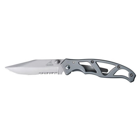 Gerber Paraframe II Stainless Folding Knife,3.5" Serrated,Clip Point Satin Blade