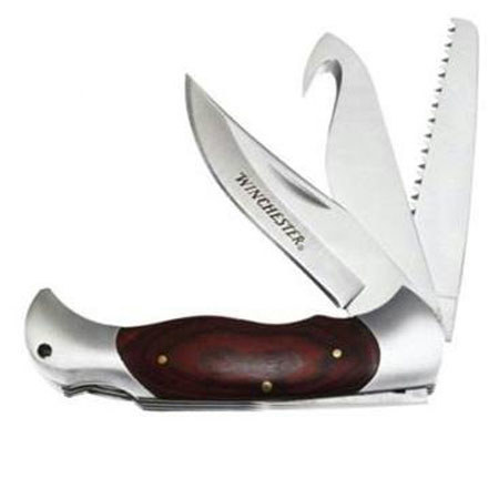 Winchester 3-Blade Sheath Folding Knife with Plain Edge Satin Finish Blade