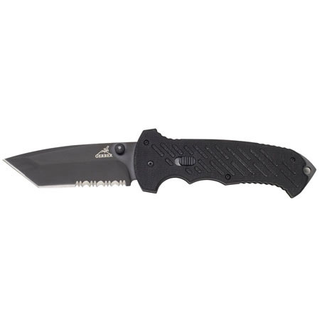 Gerber 06 Fast Assisted Opening Knife, 3.8" Tanto Style Serrated Black Blade
