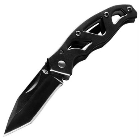 Gerber Mini Paraframe Tanto Style Fine Edge Black Finish Folding Knife