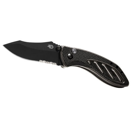 Gerber Instant Assisted Opening Knife w/Spear Style Serrated Edge Black Blade