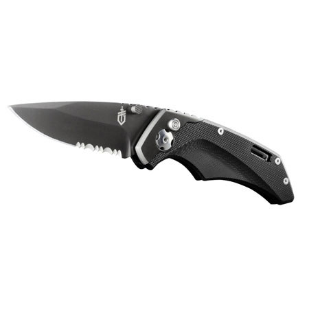 Gerber Contrast AO Serrated Edge Black Finish Drop Point Folding Knife