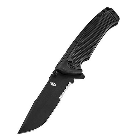 Gerber Decree Tanto Tip Tactical Folding Knife w/ Serrated Black Steel Blade