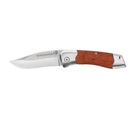 Winchester Shaped 3.0" Satin Blade Fine Edge Folder with Wood Handle