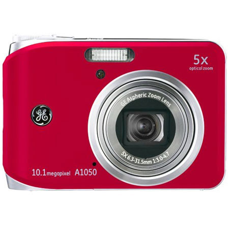 GE A1050 Dig Camera, 10.1 MP, 5x Opt Zm, 2.5" LCD, Red