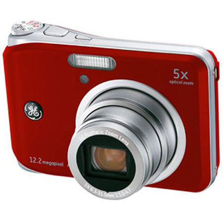 GE A1250 Dig Camera, 12.2 MP, 5x Opt Zm, 2.5" LCD, Red