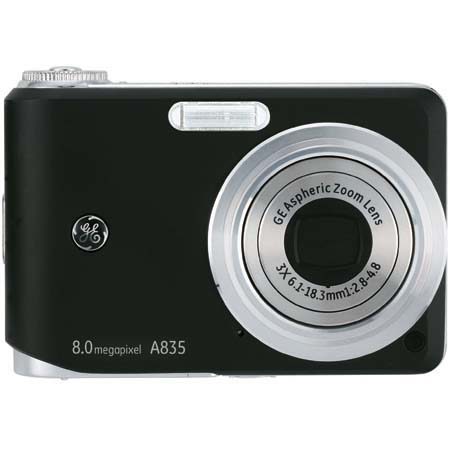 General Electric A835 Digital Camera Kit, Black with 2 GB SD Memory Card, Deluxe Carry Case, Mini Table Top Tripod, Neck Strap, Memory Card Wallet, Screen Protecters for LCD Screen, Cleaning