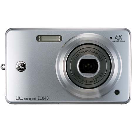 General Electric E1040 Digital Point & Shoot Camera, 10.1 Megapixel, 4x Optical Zoom, 4.5x Digital Zoom, 3.0" LCD Display, Silver - With Free 1GB SD Card