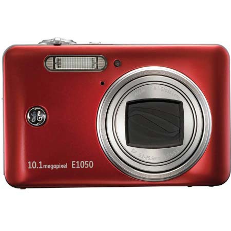 General Electric E1050 Digital Camera, 10.0 Megapixel, 5x Optical Zoom, 4.5x Digital Zoom, 3.0" LCD Display, Red