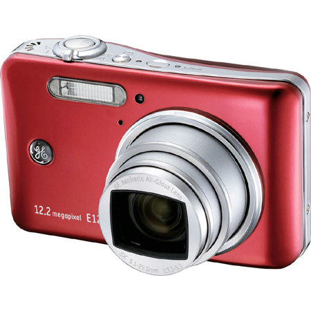 GE E1250TW Dig Camera, 12.2MP, 5x Opt Zm, 3.0" LCD, Red