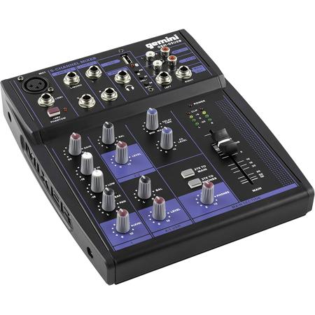 Gemini GEM-05USB Compact 5-Channel USB Mixer w/Bluetooth for Podcasts and Mixing