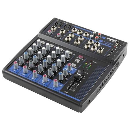 Gemini GEM-08USB Compact 8-Channel USB Mixer w/Bluetooth for Podcasts and Mixing