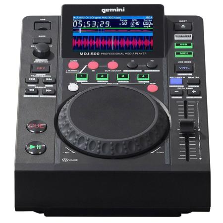 Gemini MDJ-500 Professional USB DJ Media Player and MIDI Controller with 4.3" Vivid full-Color Screen, 5" Touch-Sensitive Jog Wheel, 4 Hot Cues