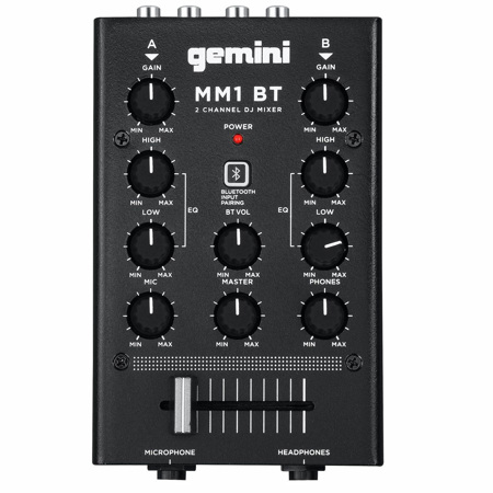 Gemini MM1BT 2-Channel Professional Analog DJ Mixer with Bluetooth