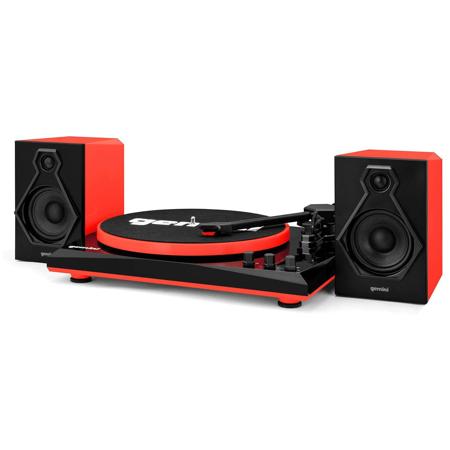 Gemini TT-900BR Vinyl Record Player Turntable with Bluetooth and Dual Stereo Speakers, Black/Red