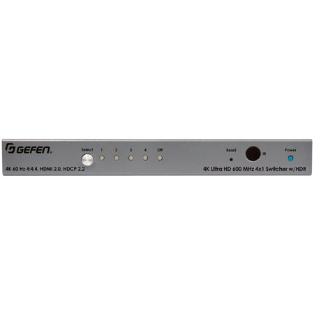 Gefen 4K Ultra HD 600MHz 4x1 HDMI Switcher with HDR 4K 60Hz 4:4:4, HDCP 2.2 and Auto-Switching
