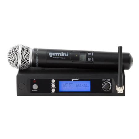 Gemini UHF-6100M Single Channel Wireless PLL System, Includes UHF Receiver and Handheld Microphone