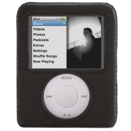 Griffin Technology Elan, Form Hard Shell Black Leather Case for the 3rd Generation iPod Nano