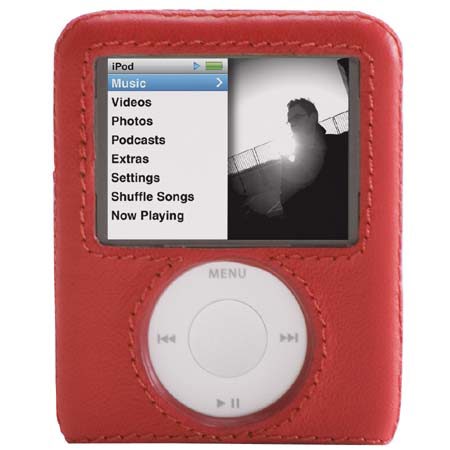 Griffin Technology Elan, Form Hard Shell Red Leather Case for the 3rd Generation iPod Nano