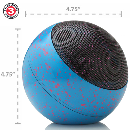 GoGroove BlueSYNC OR3 Bluetooth Wireless Speaker, Single, Blue Paint Splatter