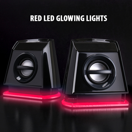 GoGroove BassPULSE 2MX 2.0 USB Multimedia Computer Speaker with Red LED