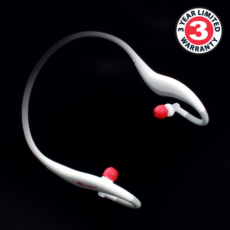 GoGroove BlueVIBE F1T Bluetooth Sports Stereo Headphones, White