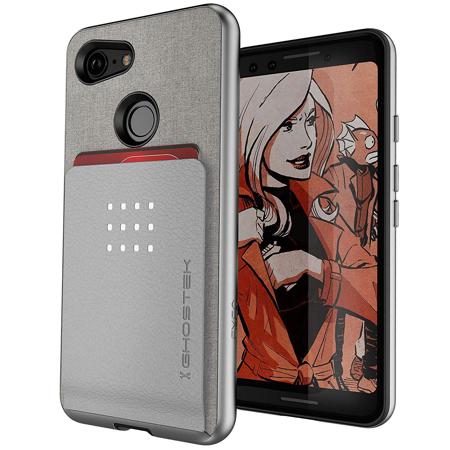 Ghostek Exec2 Magnetic Wallet Case for Google Pixel 3 Smartphone, Silver