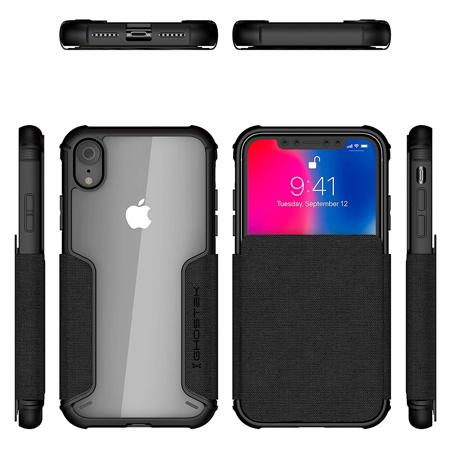Ghostek Exec 3 Leather Flip Wallet Case for iPhone XR, Black