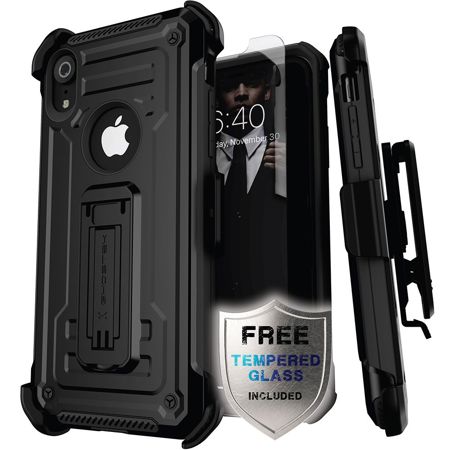 Ghostek Iron Armor2 Rugged Case with Holster Belt Clip for iPhone XR, Black