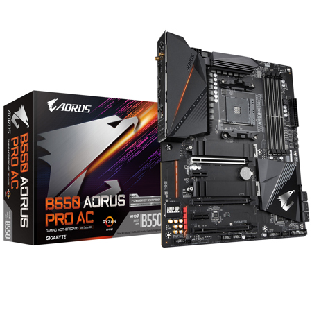 Gigabyte B550 AORUS PRO AC AMD ATX Motherboard with Dual PCIe 4.0/3.0 x4 M.2