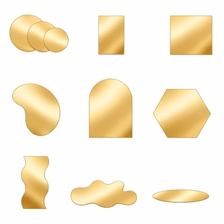 Glow Acrylic Mirror Reflective Display Set - 11PC Photo Background Props - Modern Shapes for Product Photography & Creative Photoshoots (Gold)