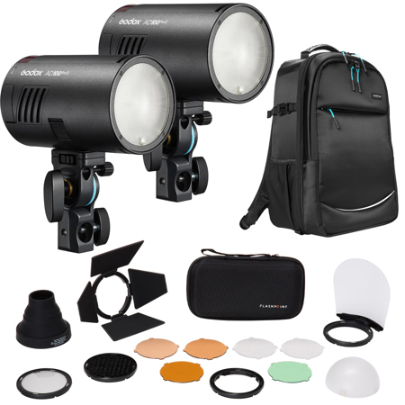 Godox AD100Pro II Pocket Flash with a Backpack and Acc
