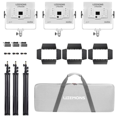 Godox Litemons LP600Bi 60W Bi-Color LED 3-Light Panel Kit