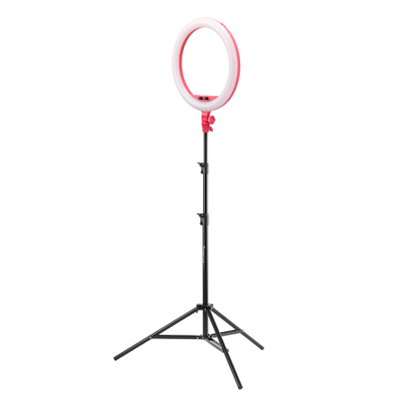 Godox LR150 18" Bi-Color LED Ring-Light, Pink, Bundle with Flashpoint 7' Light Stand