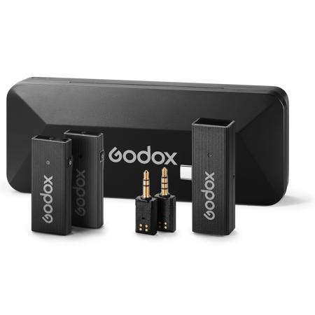 Godox MoveLink Mini 2.4GHz USB-C Wireless Microphone Kit 1, Classic Black