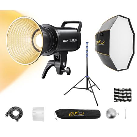 Godox SL100Bi Bi-Color LED Video Light Kit With Glow 36" Octa EZ Lock Softbox and Light Stand
