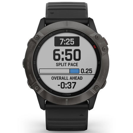 Garmin fenix 6X Sapphire Edition GPS Smartwatch, Carbon Gray DLC with Black Band