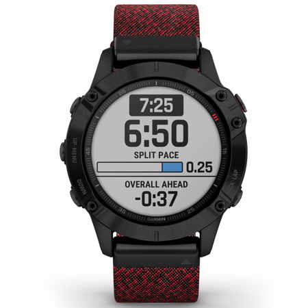 Garmin fenix 6 Pro Sapphire GPS Smartwatch, Black DLC with Red Nylon Band