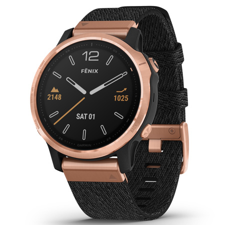 Garmin fenix 6S Pro Sapphire GPS Smartwatch, Rose Gold with Black Nylon Band