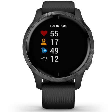 Garmin Venu GPS Smartwatch, Slate Stainless Steel Bezel with Silicone Band