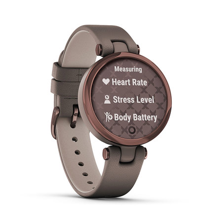 Garmin Lily GPS Smartwatch, Dark Bronze Bezel, Paloma Case, Italian Leather Band