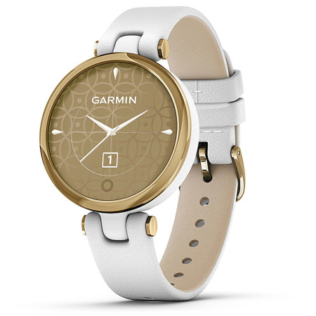 Garmin Lily GPS Smartwatch, Light Gold Bezel,White Case and Italian Leather Band
