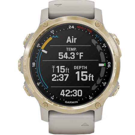 Garmin Descent MK2S Dive 43mm GPS Smart Watch, Light Gold w/Sand Silicone Band