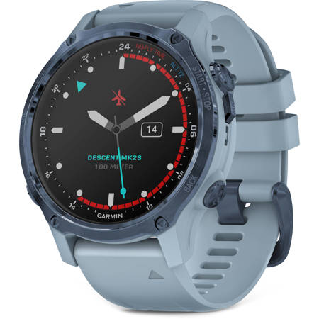 Garmin Descent MK2S Dive 43mm GPS Smart Watch, Mineral Blue with Sea Foam Silicone Band